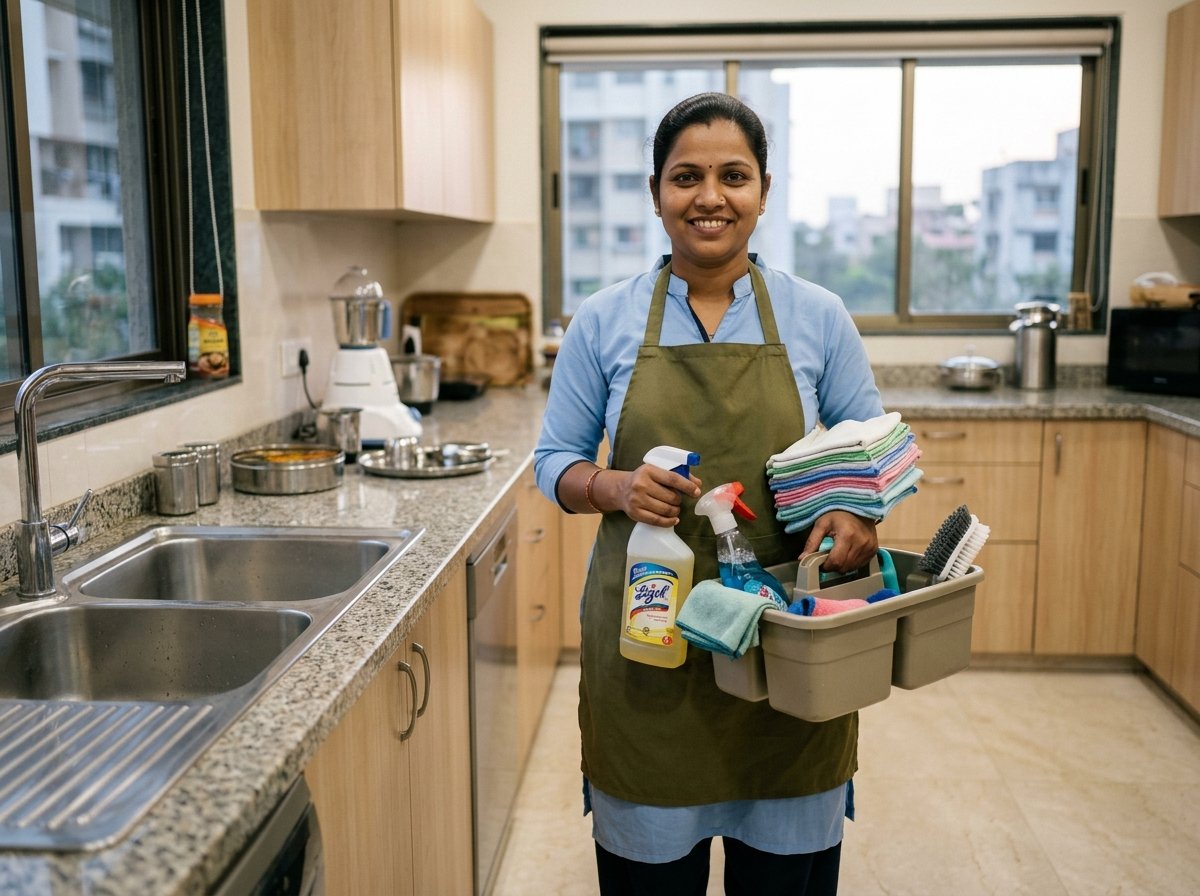 Housekeeping staff cleaning a home